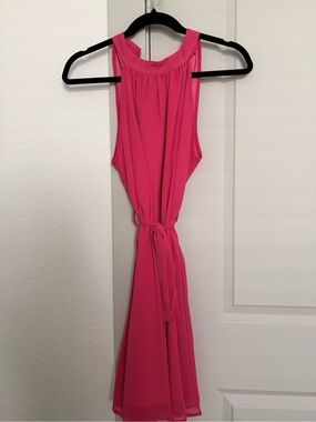 Women’s Pink Tie-Waist Sleeveless Dress